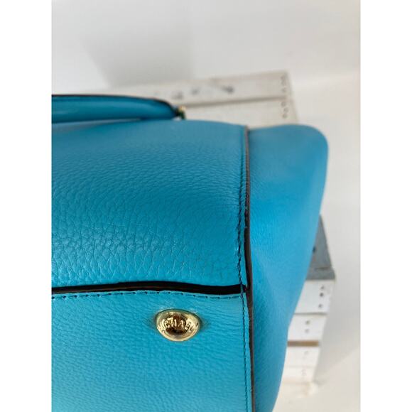 MICHAEL KORS, LARGE BLUE PEBBLED LEATHER HANDBAG - Picture 13 of 16